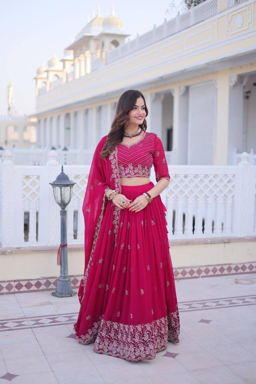 KA 5064 Sequins Pink Cheap lehenga choli wholesale
